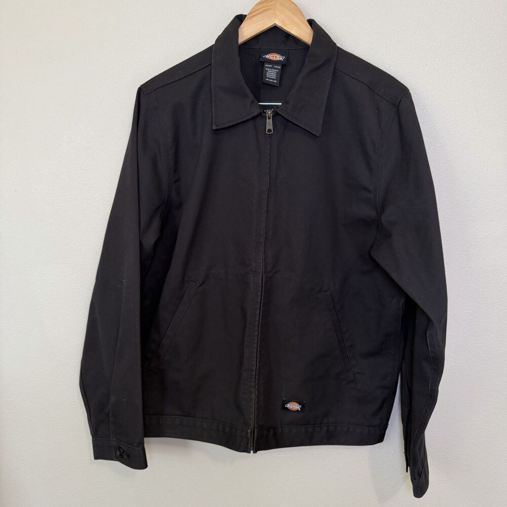Dickies Unlined Eisenhower Jacket Mens M Black WorkWear Twill Streetwear JT75BK